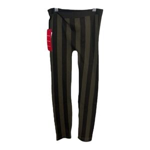 Lulu Luv Dark Green Black Stripe Tights/Leggings Girls 7/8